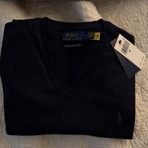 Polo by Ralph Lauren Men's Dark Blue V-Neck Sweater